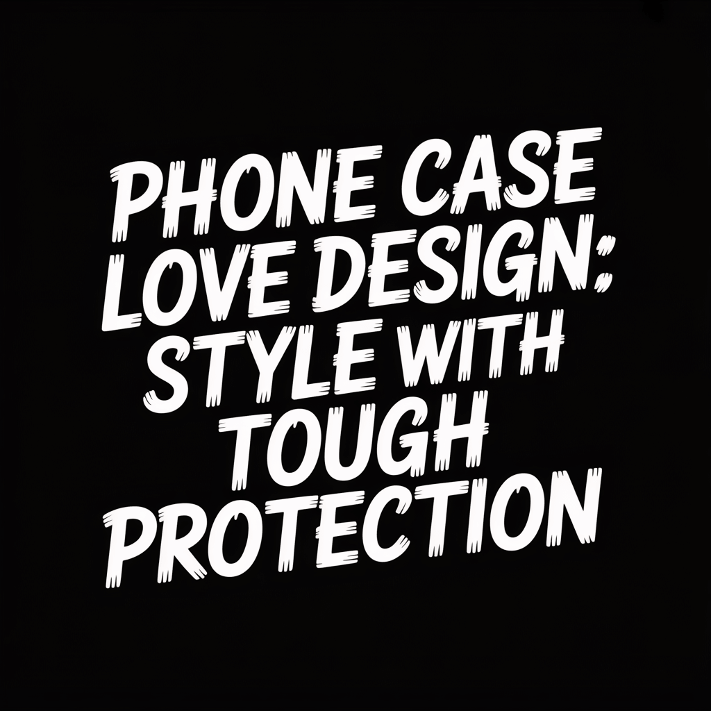 "Phone Case Love Design: Style with Tough Protection" text on black background