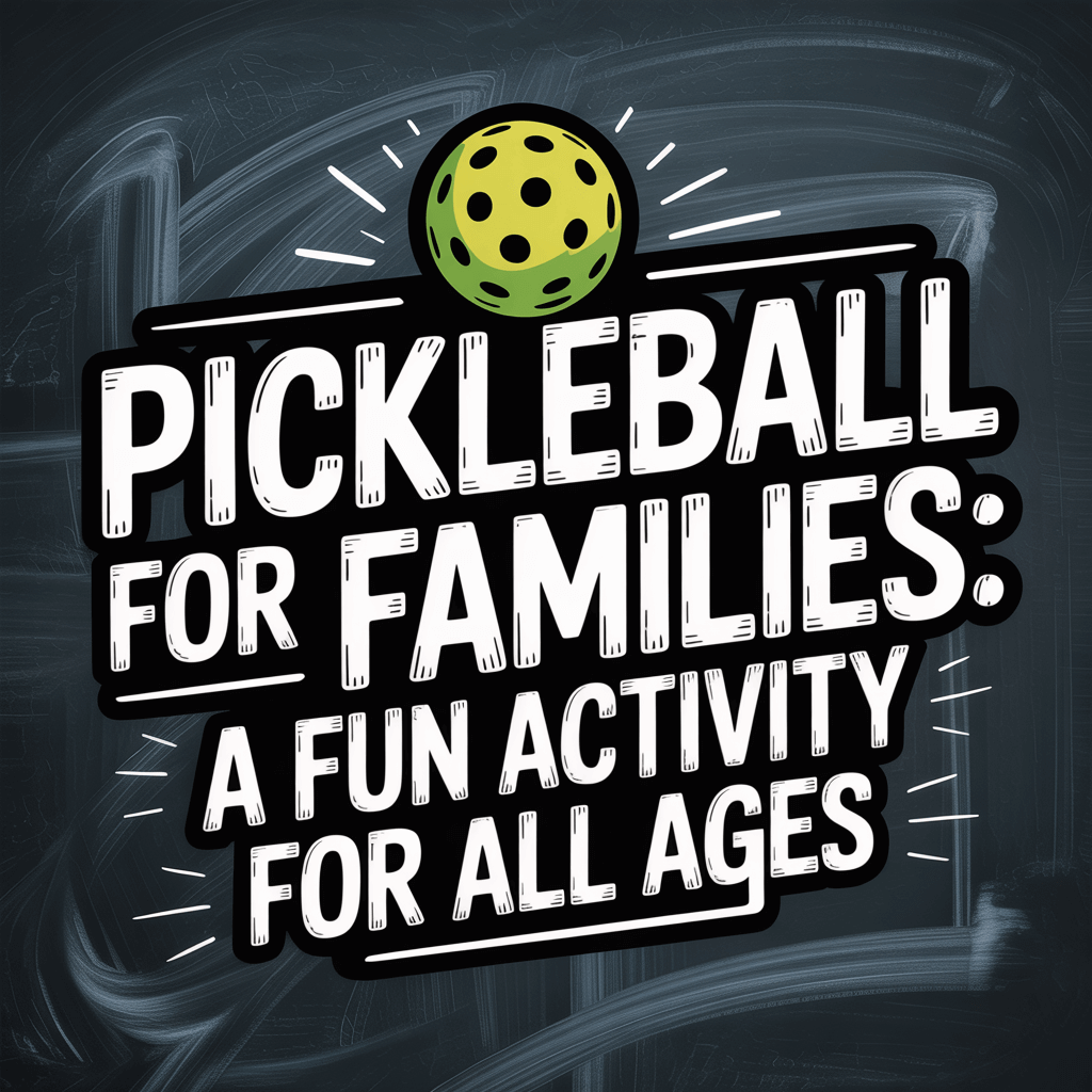 Colorful graphic promoting pickleball as a fun activity for families of all ages.