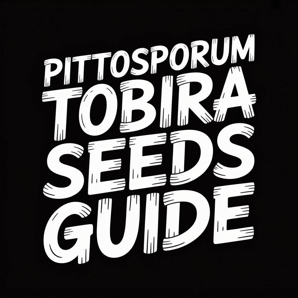 Pittosporum Tobira Seeds Guide text graphic with bold typography on a black background.