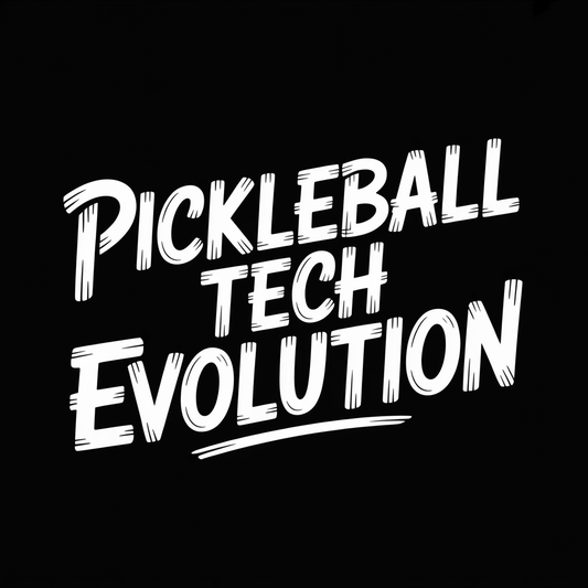 Pickleball Tech Evolution text illustration showcasing innovation in equipment design.