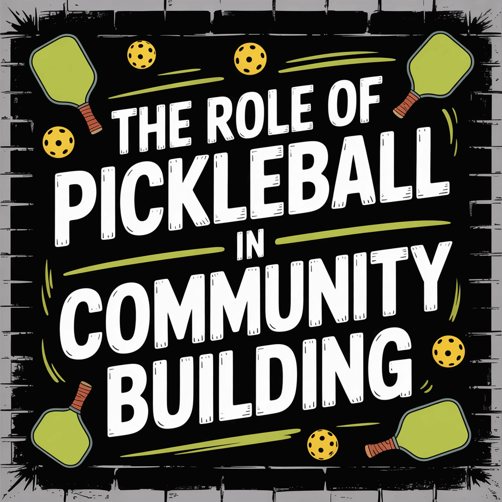 Graphic highlighting the role of pickleball in community building with paddles and balls.