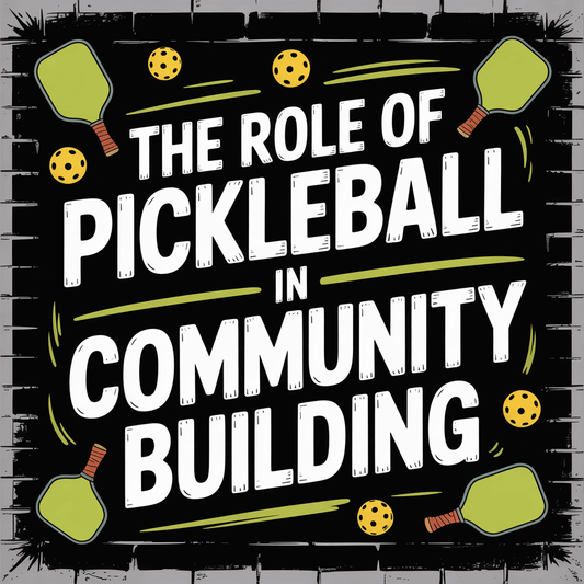 Graphic highlighting the role of pickleball in community building with paddles and balls.
