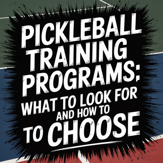 Graphic featuring 'Pickleball Training Programs: What to Look For and How to Choose' in bold text.