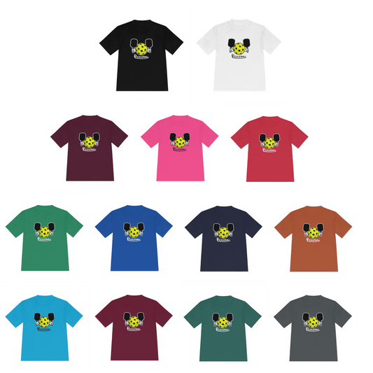 "HarmonyGrip Pickleball Series Performance T-Shirts in various colors, perfect for summer pickleball games."