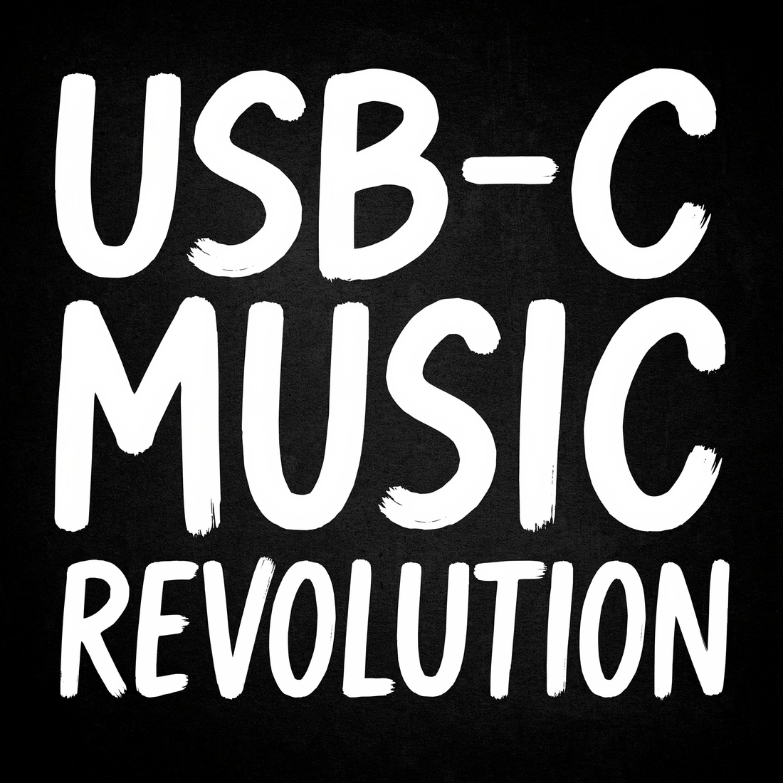 USB-C Music Revolution text logo emphasizing future of mobile music production