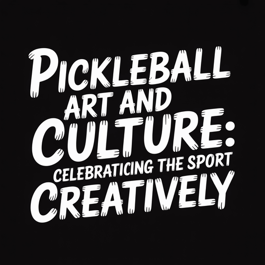 Pickleball art and culture graphic celebrating the sport creatively with bold text on a black background.