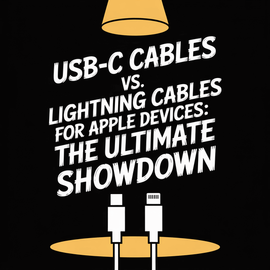 USB-C vs. Lightning cables for Apple devices: ultimate showdown graphic.