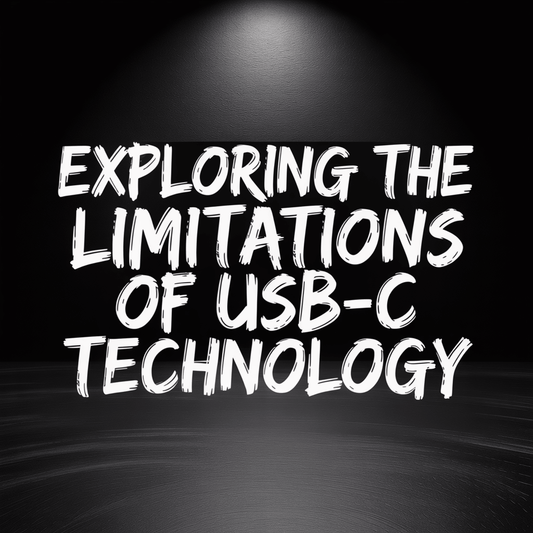 Text graphic exploring the limitations of USB-C technology on a dark background.