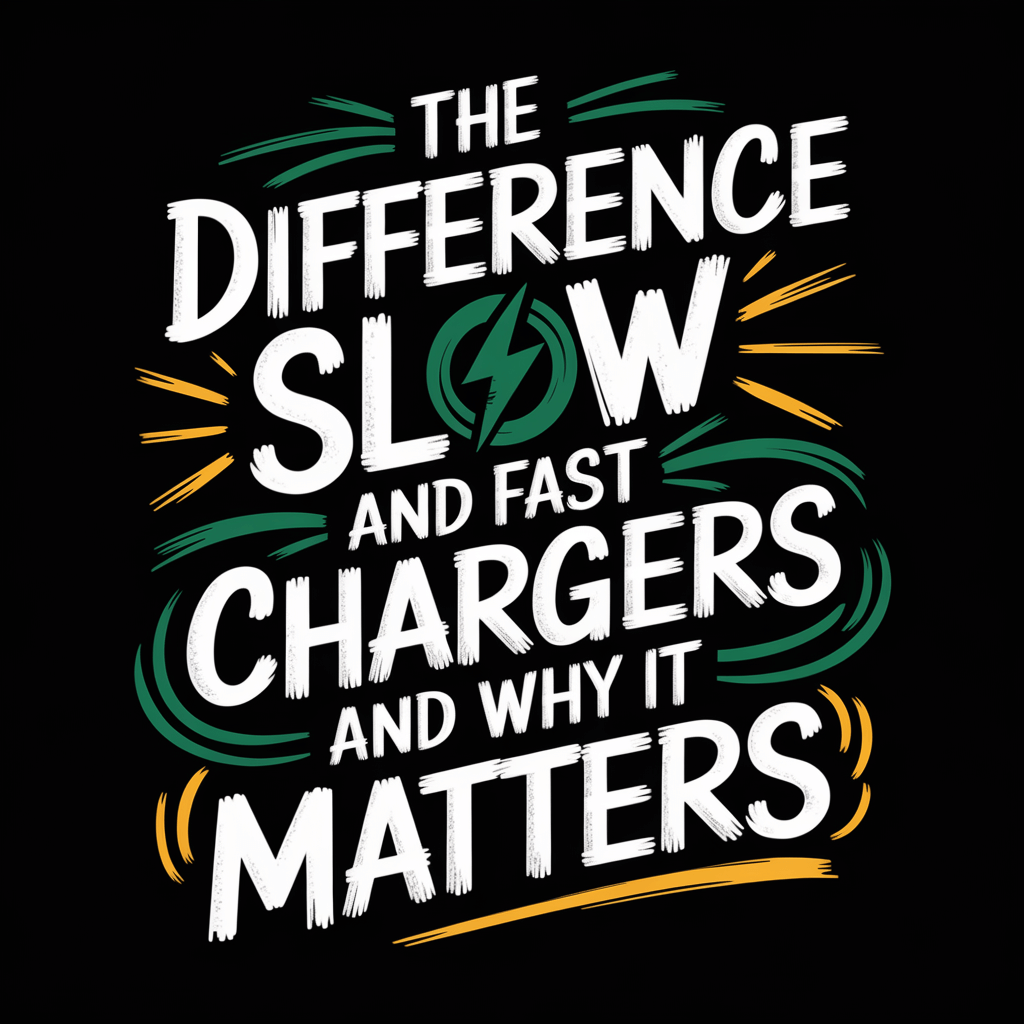 Graphic text illustrating the difference between slow and fast chargers and their importance.