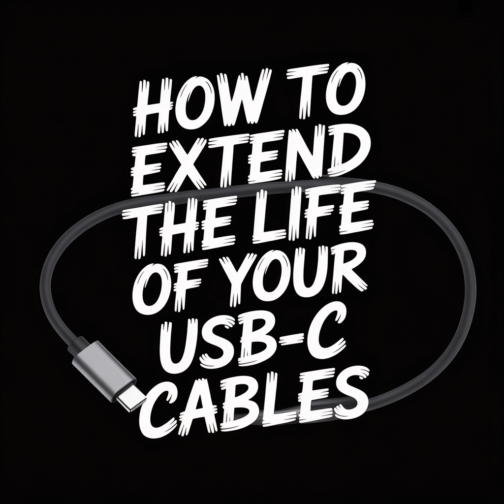Text on a black background: How to Extend the Life of Your USB-C Cables, with an image of a USB-C cable.