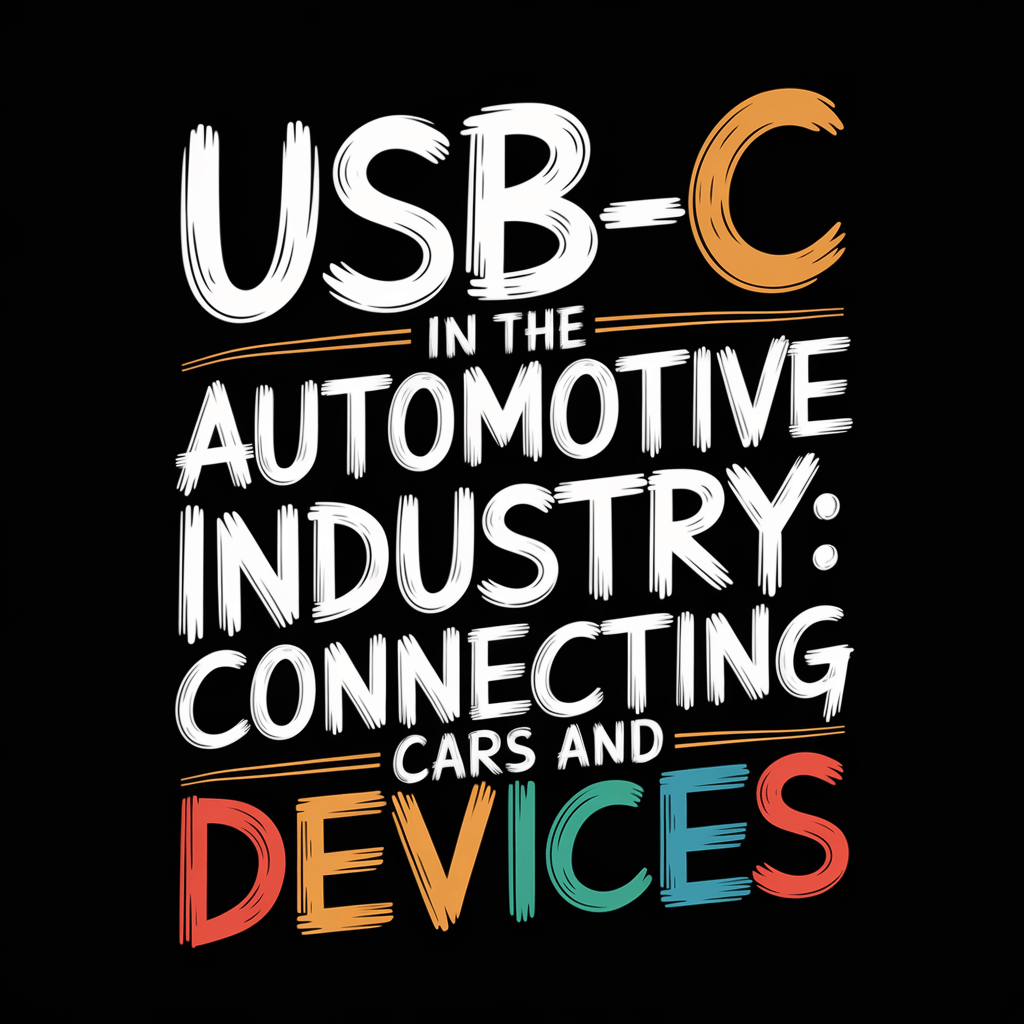 Text graphic highlighting USB-C in the automotive industry for connecting cars and devices.
