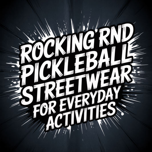 Bold text graphic promoting pickleball streetwear for everyday activities.