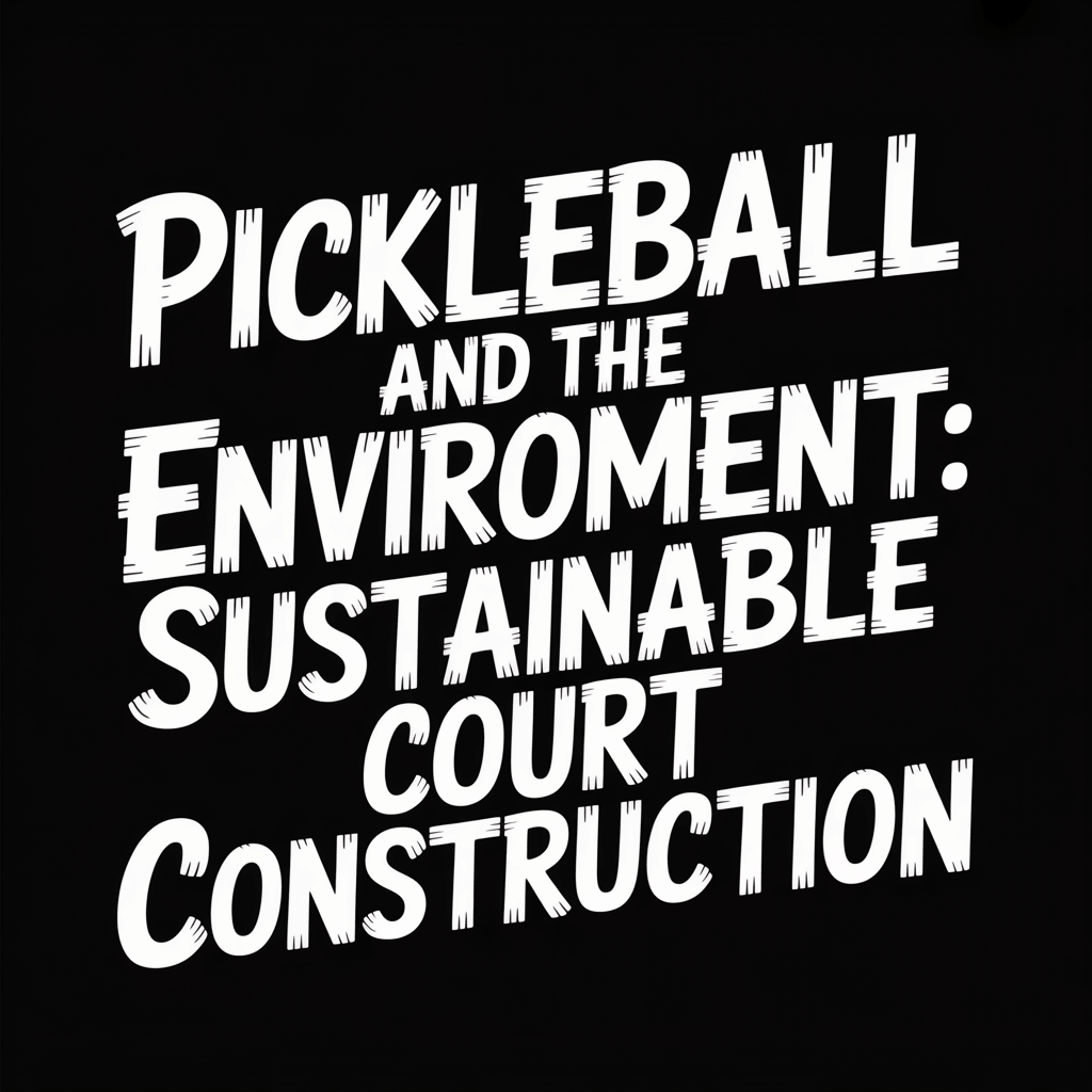 Text design featuring 'Pickleball and the Environment: Sustainable Court Construction' on a black background.