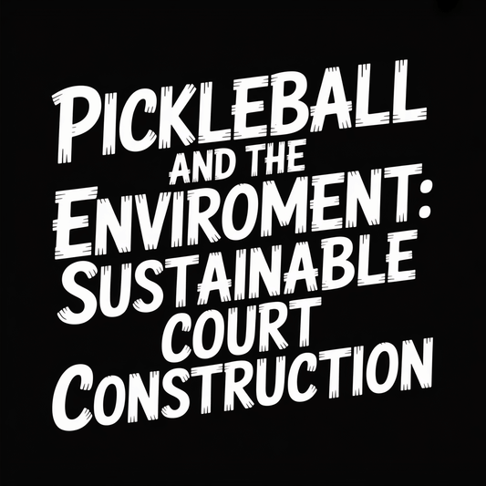 Text design featuring 'Pickleball and the Environment: Sustainable Court Construction' on a black background.