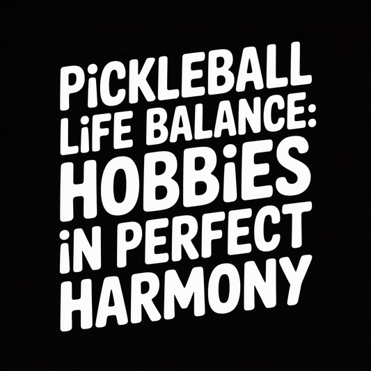 Text on image reading 'Pickleball Life Balance: Hobbies in Perfect Harmony' emphasizing pickleball as a harmonious hobby.