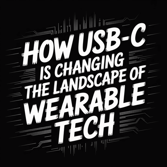 Text graphic about USB-C's impact on wearable technology in bold, dynamic font.