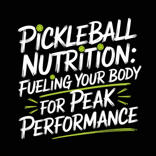 Text graphic highlighting 'Pickleball Nutrition: Fueling Your Body for Peak Performance' with vibrant colors.