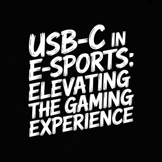 USB-C in E-Sports: Elevating the Gaming Experience text graphic on a black background.