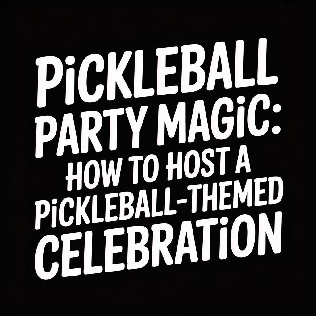 Text graphic for a Pickleball-themed celebration, featuring 'Pickleball Party Magic' and hosting tips.