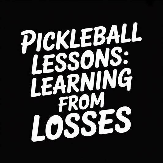 Image featuring the title 'Pickleball Lessons: Learning from Losses' in bold white text on a black background.