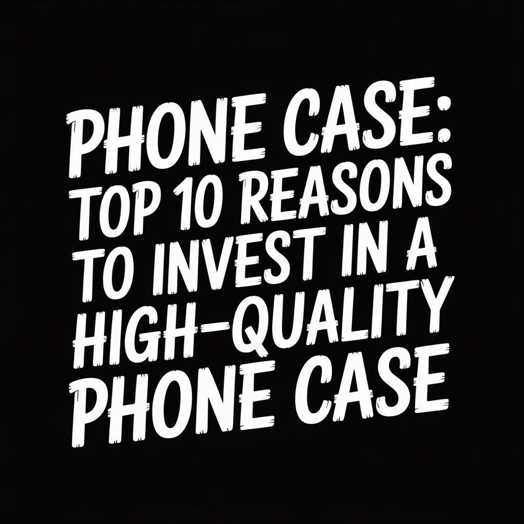 Phone Case: Top 10 Reasons to Invest in a High-Quality Phone Case graphic with bold text on a black background.