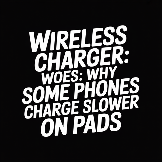 Text graphic on a black background discussing Wireless Charger issues and slower charging for some phones.