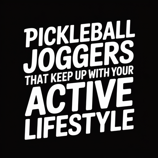 Pickleball joggers that keep up with your active lifestyle on a black background.