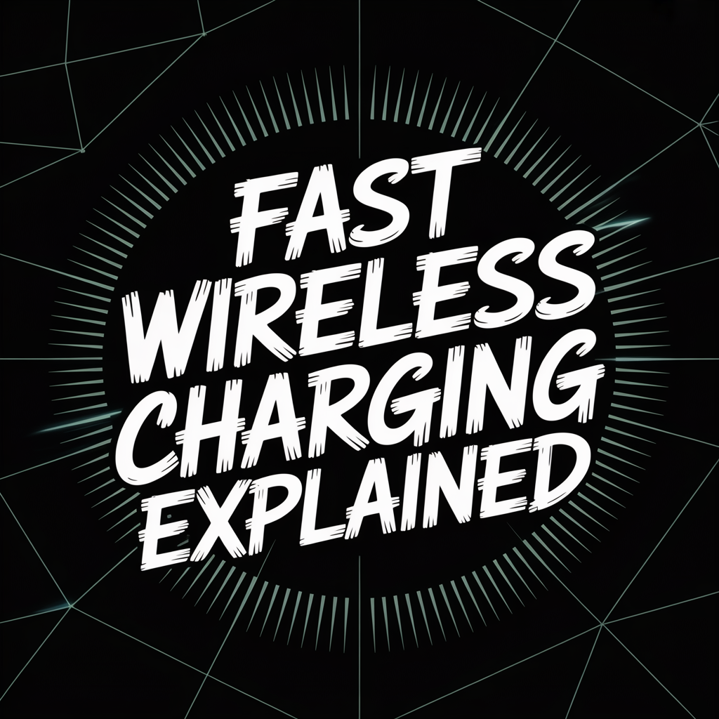 Text graphic demonstrating the concept of fast wireless charging explained on a black background.
