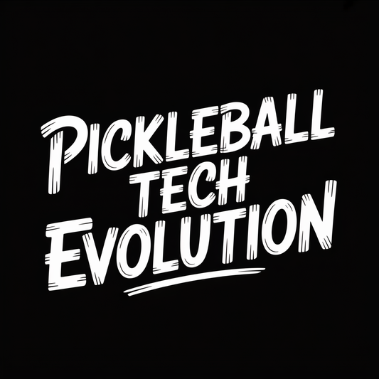 Pickleball Tech Evolution text illustration showcasing innovation in equipment design.