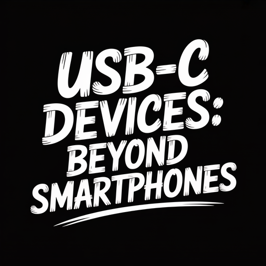 USB-C Devices: Beyond Smartphones written in bold white text on a black background.
