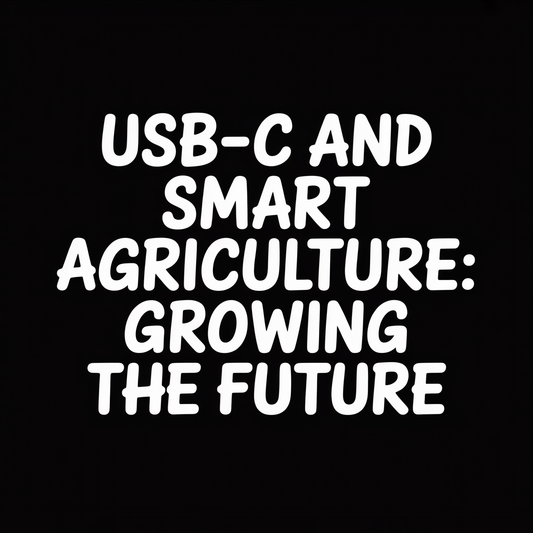 Text graphic featuring "USB-C and Smart Agriculture: Growing the Future" on a black background.