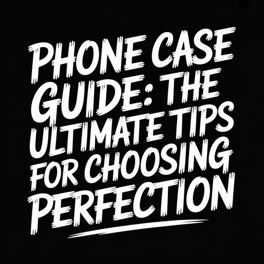Phone Case Guide: The Ultimate Tips for Choosing Perfection text on a black background, emphasizing phone case selection.