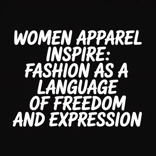 Women Apparel Inspire: Fashion as a language of freedom and expression on a black background.