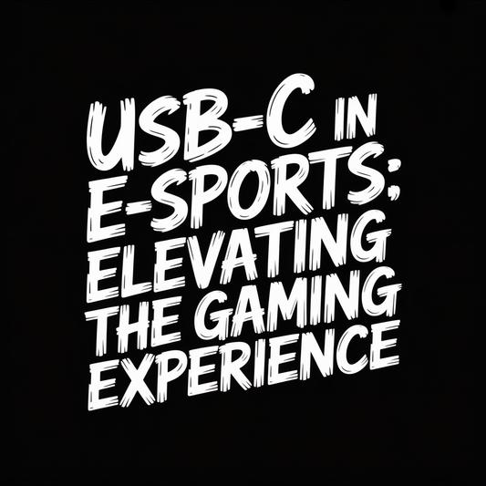 USB-C in E-Sports: Elevating the Gaming Experience text graphic on a black background.