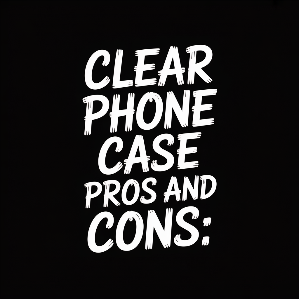Clear Phone Case Pros and Cons explained in bold white text on a black background.