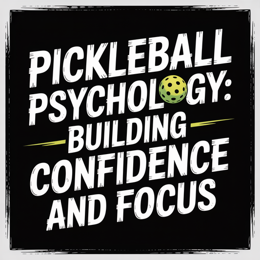 Pickleball Psychology: Building Confidence and Focus article cover with bold text and pickleball graphic.