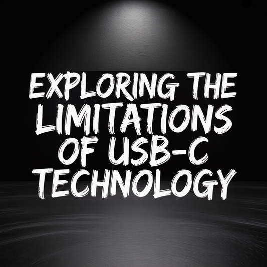 Text graphic exploring the limitations of USB-C technology on a dark background.