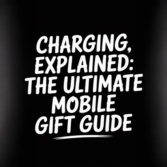 Title image for "Charging Explained: The Ultimate Mobile Gift Guide" featuring bold text on a black background.