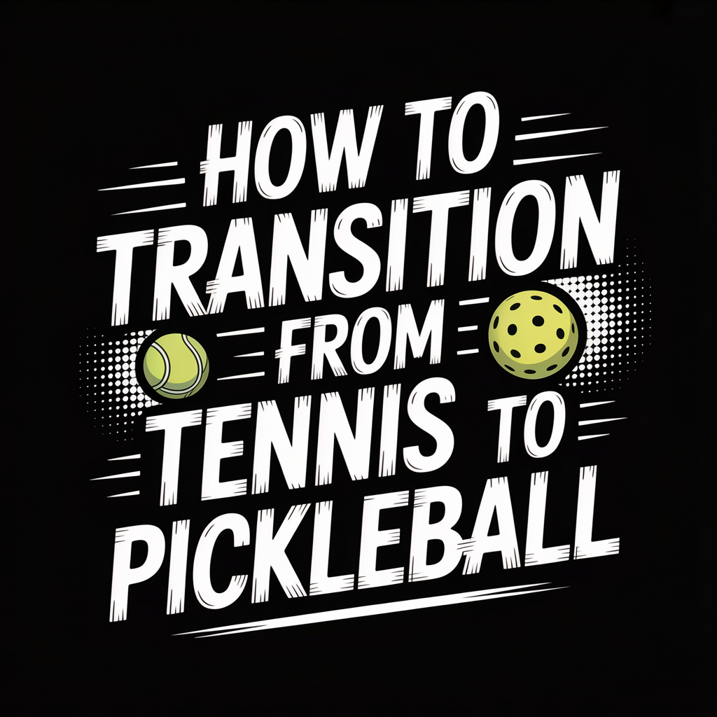 Illustration on how to transition from tennis to Pickleball, featuring tennis and pickleball equipment.