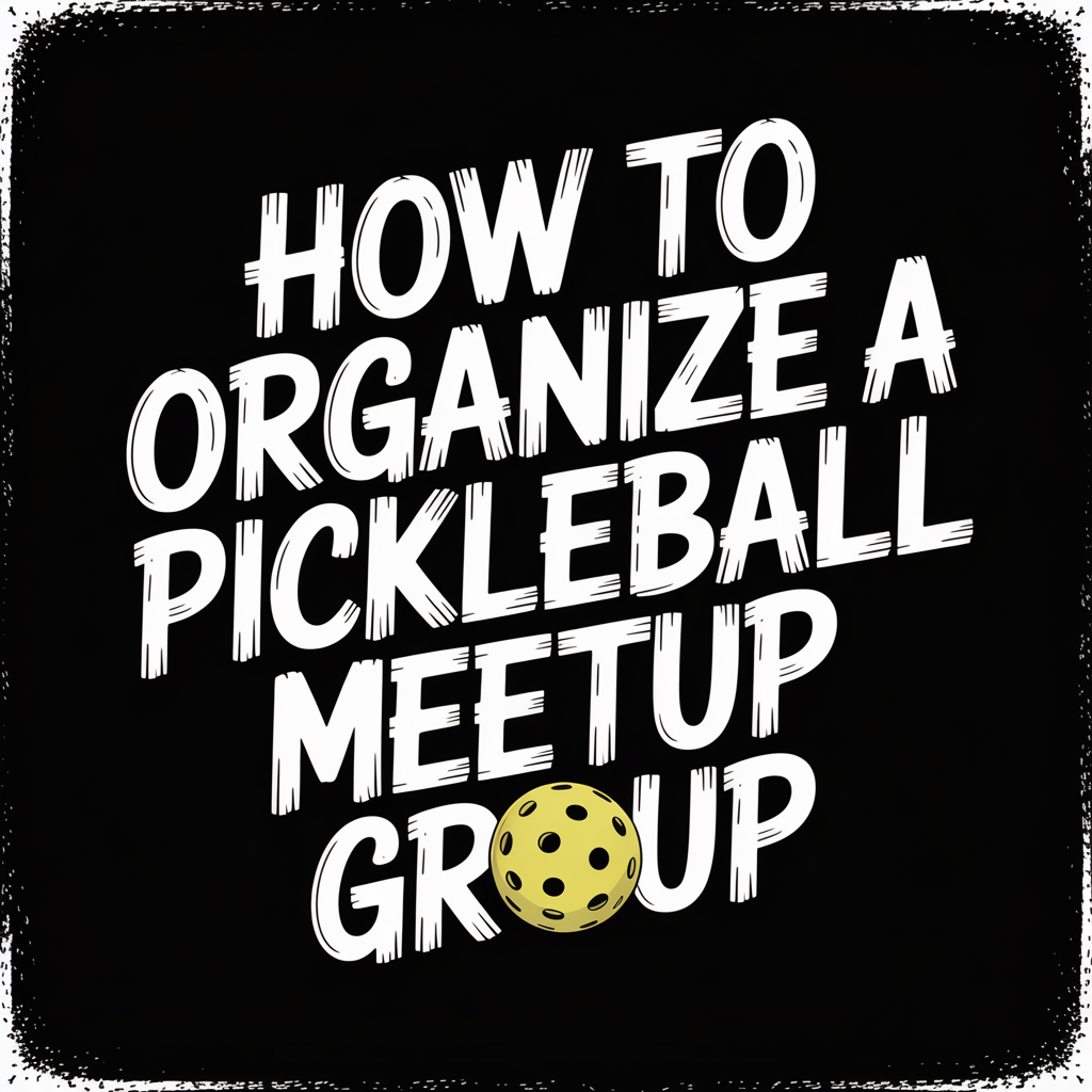 Graphic illustrating how to organize a Pickleball meetup group with a pickleball design.