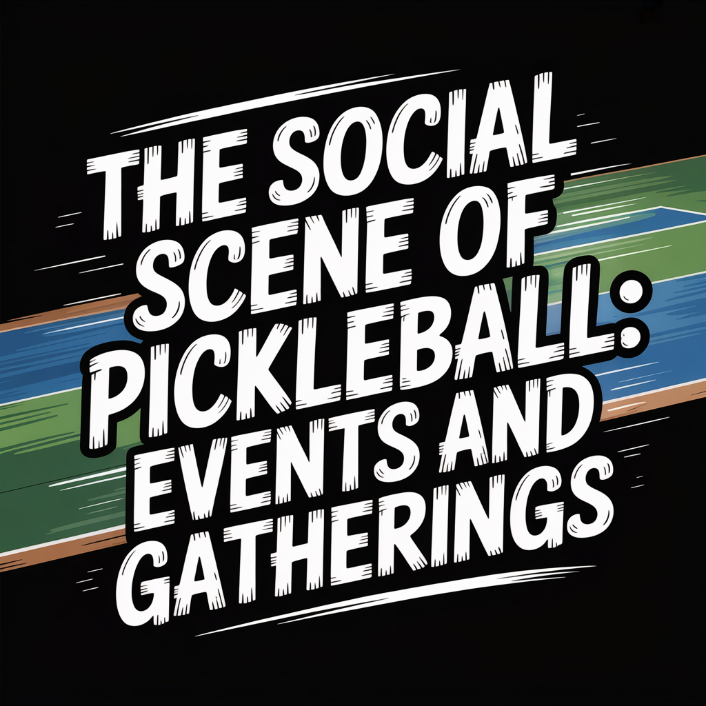 Bold text highlighting the social scene of pickleball, focusing on events and gatherings.