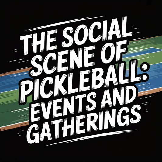 Bold text highlighting the social scene of pickleball, focusing on events and gatherings.