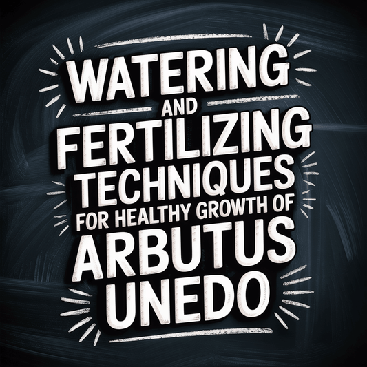 Text graphic illustrating watering and fertilizing techniques for healthy growth of Arbutus Unedo.
