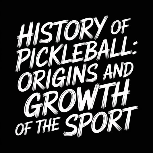 Text graphic featuring 'History of Pickleball: Origins and Growth of the Sport' on a black background.