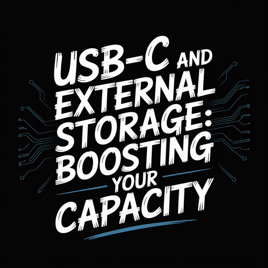 Text graphic highlighting USB-C and external storage for data capacity enhancement.