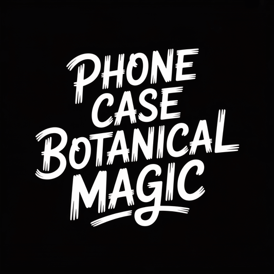 Phone Case Botanical Magic text on a black background