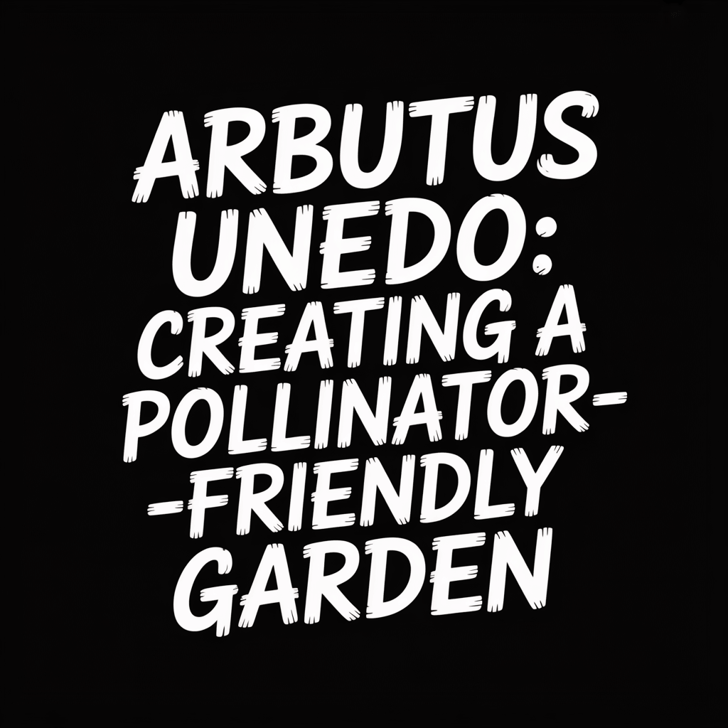 Text graphic featuring 'Arbutus Unedo: Creating a Pollinator-Friendly Garden' on a dark background.