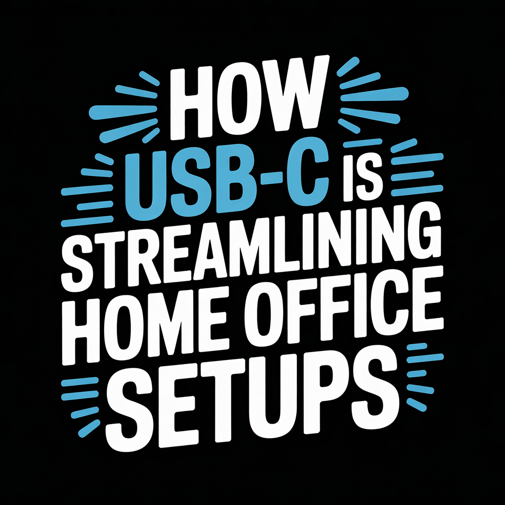 Text graphic on a black background highlighting USB-C's role in optimizing home office setups.