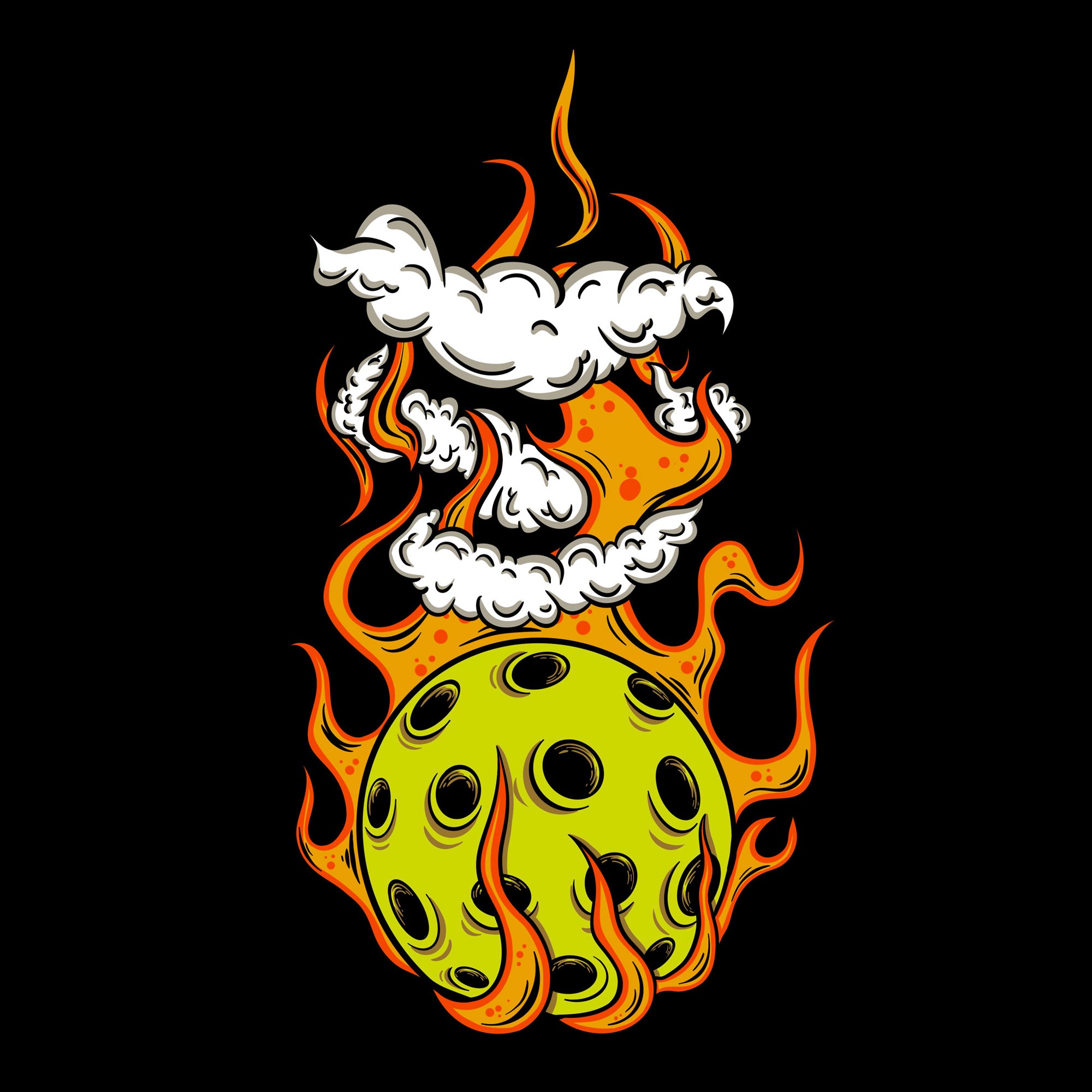 Flaming Pickleball Design