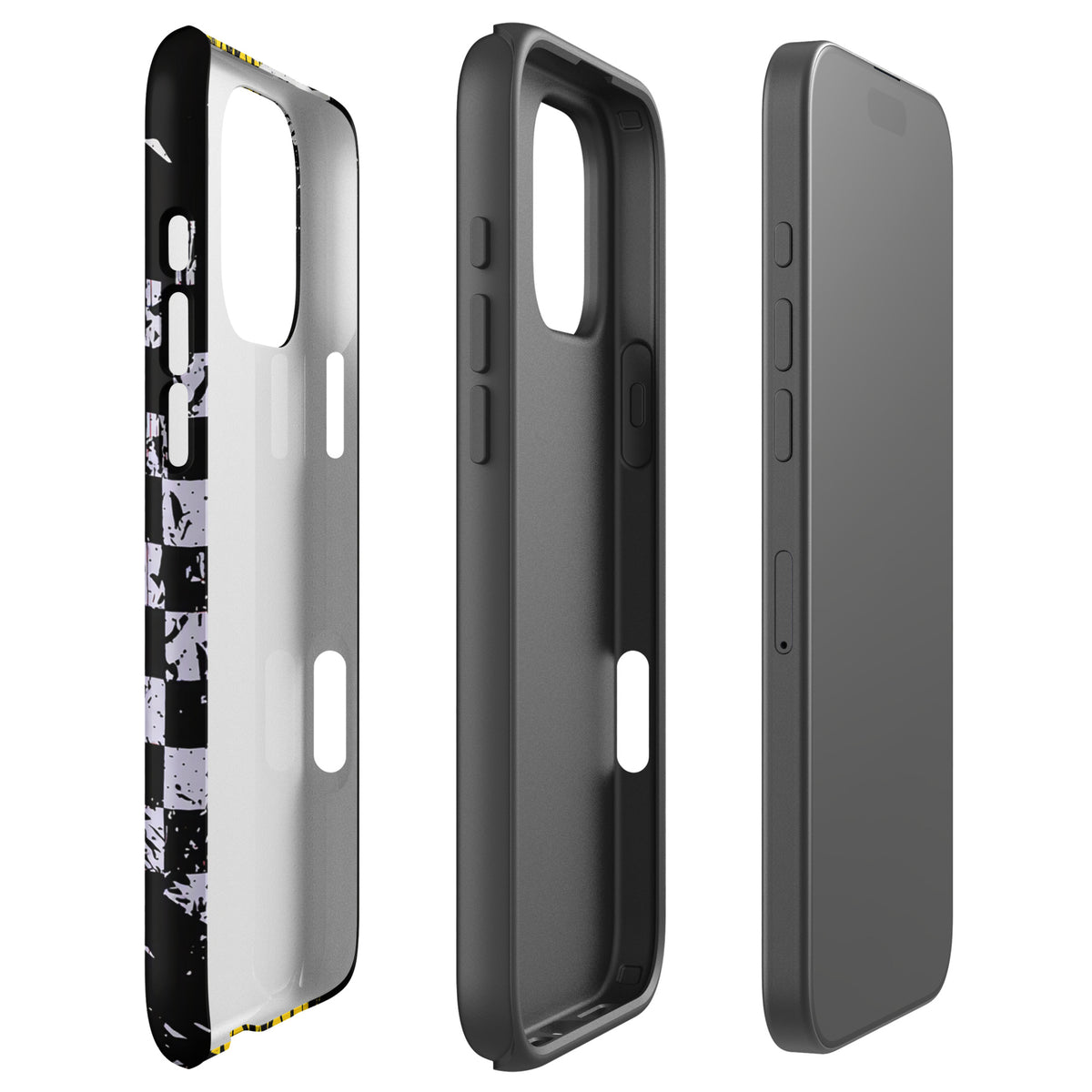 Phone Case for iPhone with Ronnie Mac air-wheelie design and distressed checkerboard pattern
